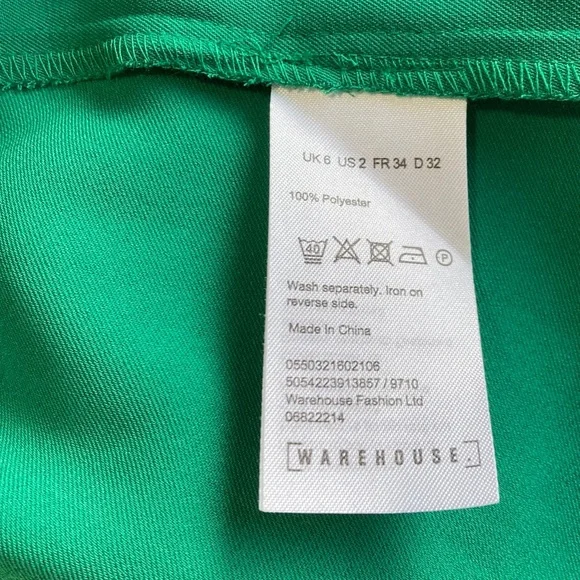 ASOS [Warehouse] Satin Green Midi Dress Size 6 - Picture 5 of 10